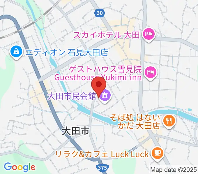 大田市民会館の地図