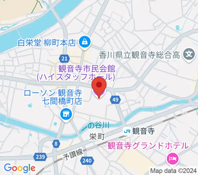 ハイスタッフホール 観音寺市民会館の地図