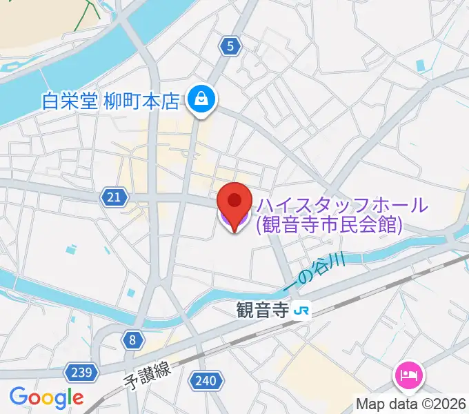 ハイスタッフホール 観音寺市民会館の地図