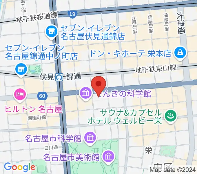 クロサワ楽器名古屋店の地図