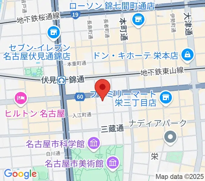 クロサワ楽器名古屋店の地図