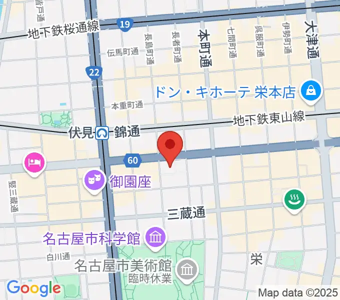 クロサワ楽器名古屋店の地図