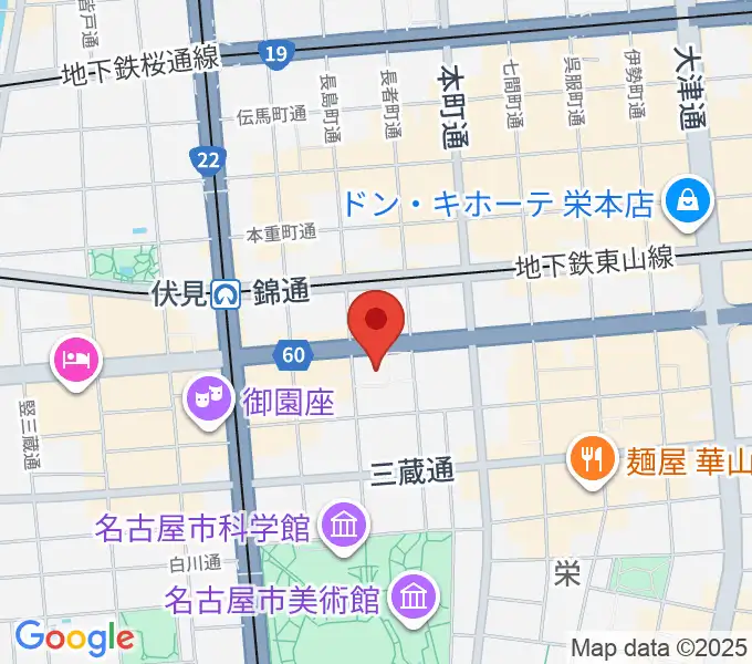 クロサワ楽器名古屋店の地図