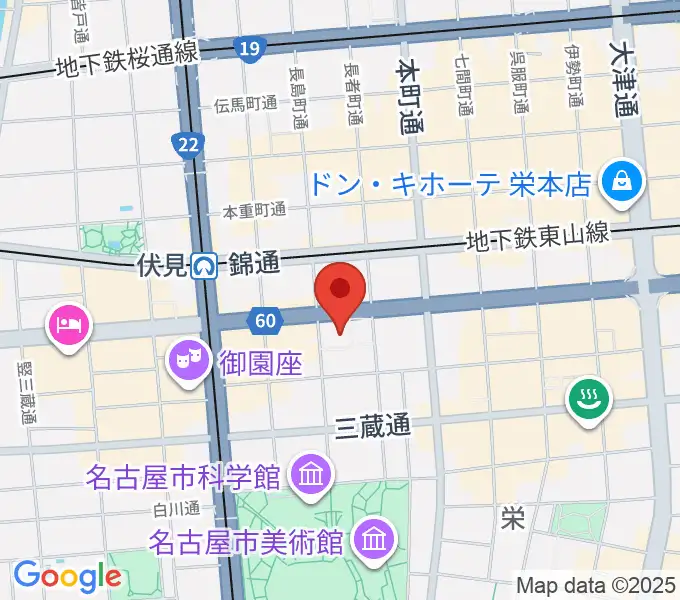 クロサワ楽器名古屋店の地図