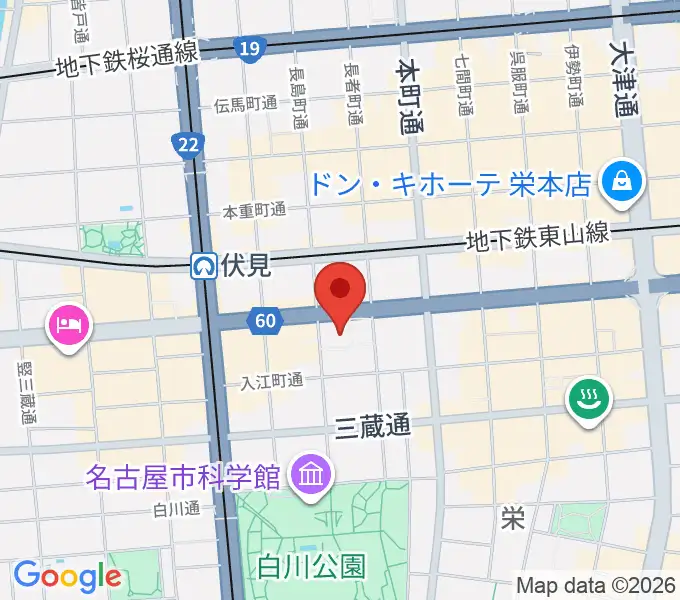 クロサワ楽器名古屋店の地図