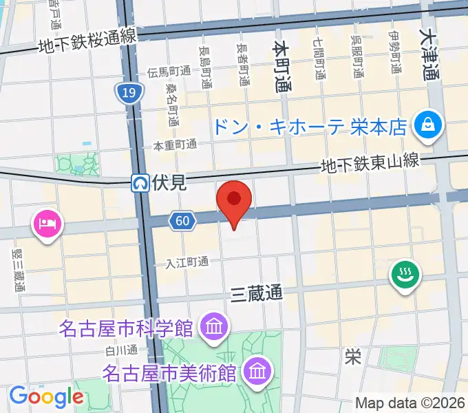クロサワ楽器名古屋店の地図