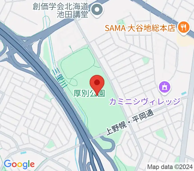 厚別公園競技場の地図