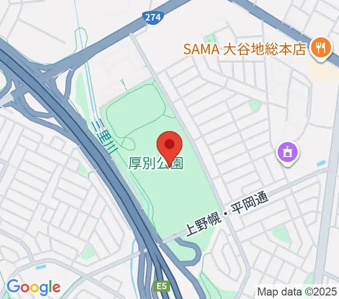 厚別公園競技場の地図