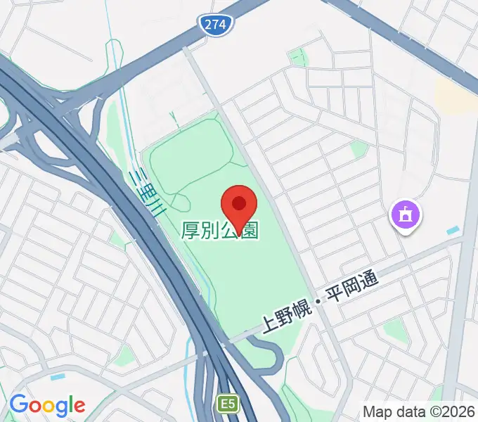 厚別公園競技場の地図