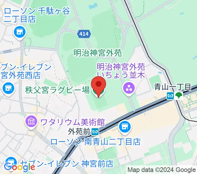 秩父宮ラグビー場の地図