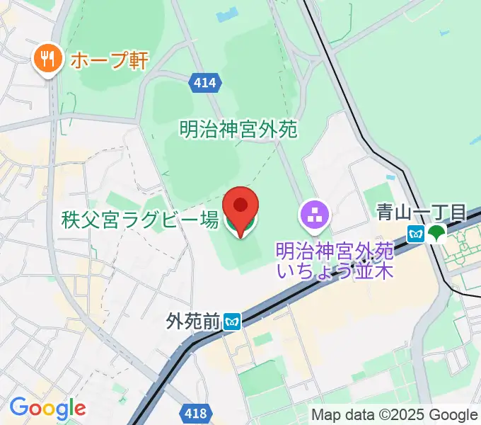 秩父宮ラグビー場の地図