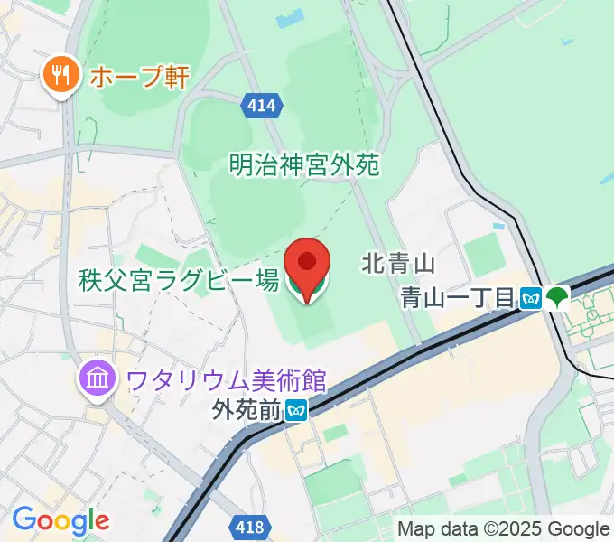 秩父宮ラグビー場の地図
