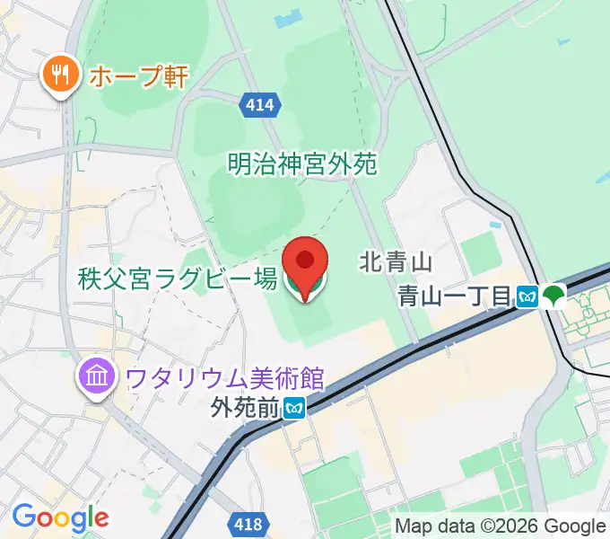 秩父宮ラグビー場の地図