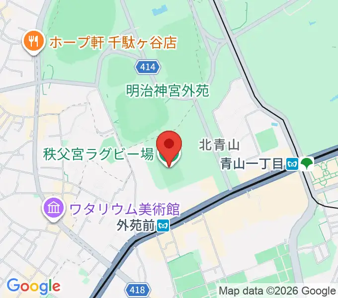 秩父宮ラグビー場の地図