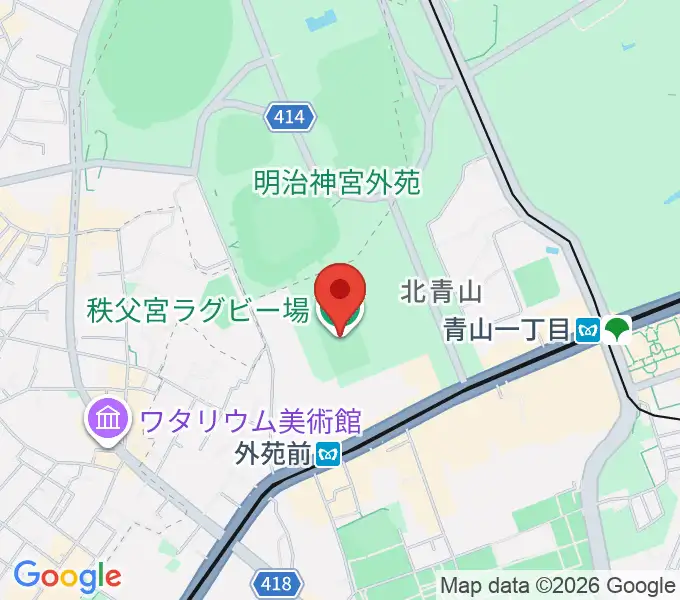 秩父宮ラグビー場の地図