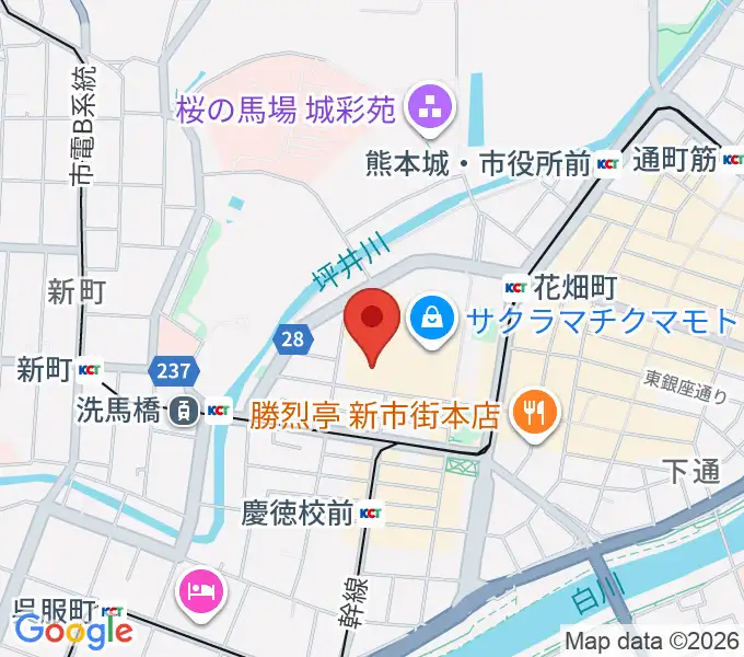 熊本城ホールの地図