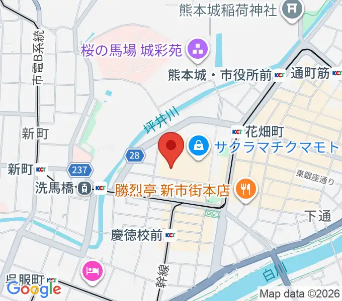 熊本城ホールの地図