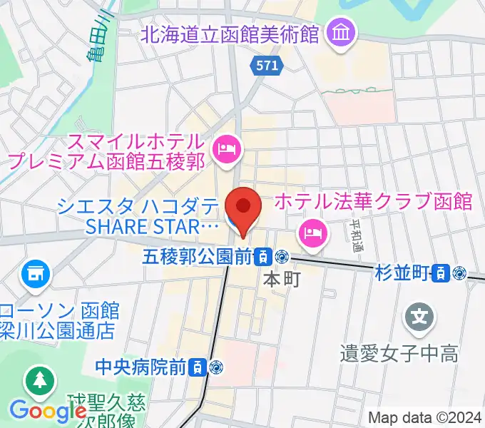 Gスクエア（函館コミュニティプラザ）の地図