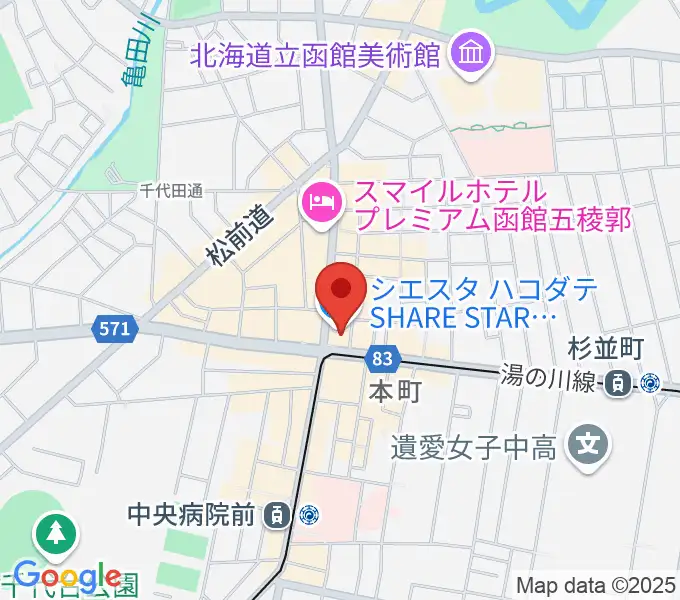 Gスクエア（函館コミュニティプラザ）の地図