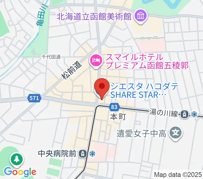 Gスクエア（函館コミュニティプラザ）の地図