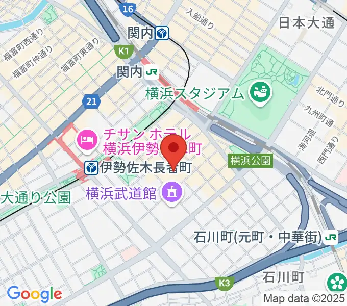 横浜文化体育館の地図