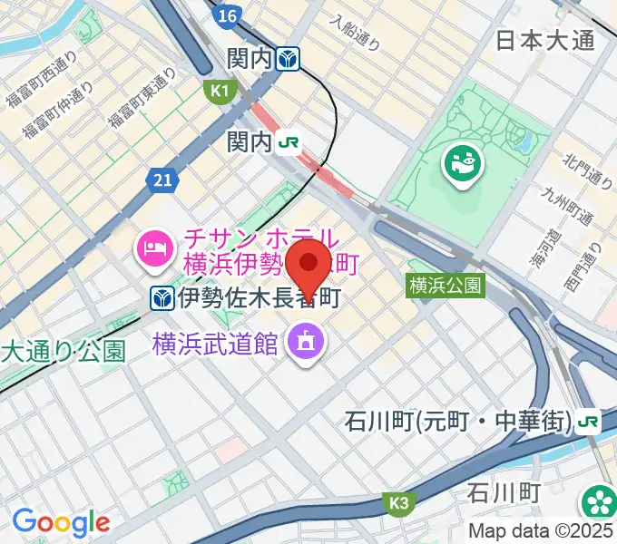 横浜文化体育館の地図
