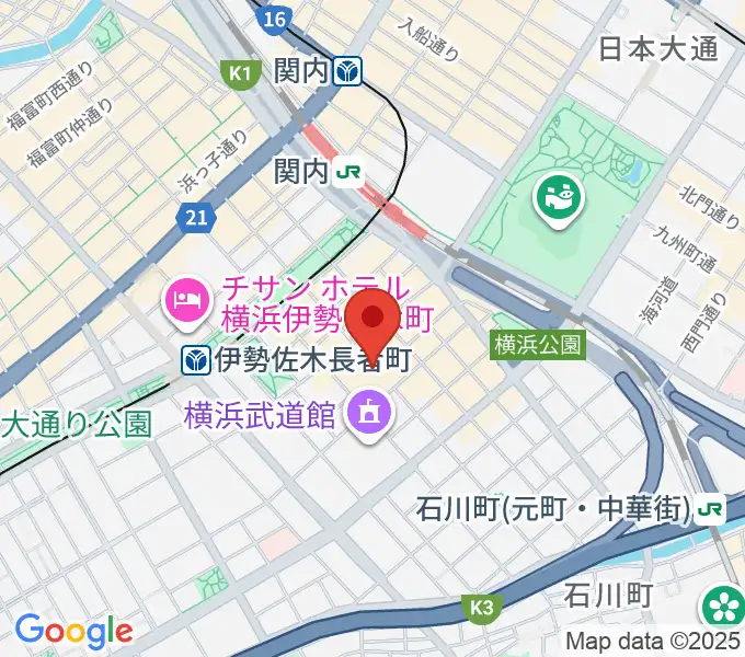 横浜文化体育館の地図