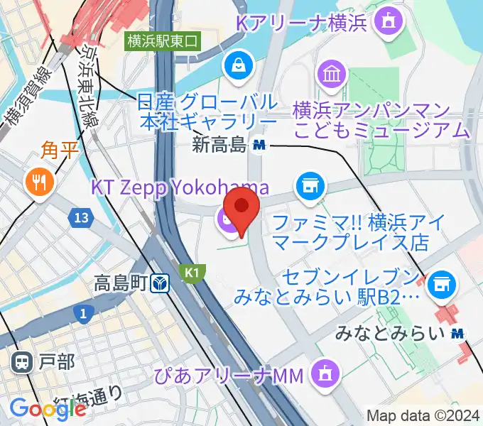 KT Zepp横浜の地図