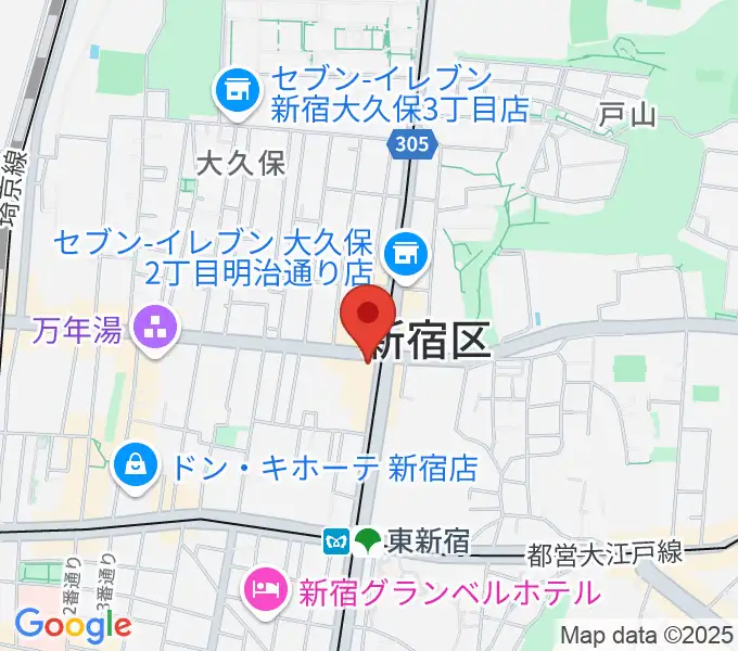 アトリエファンファーレ東新宿の地図