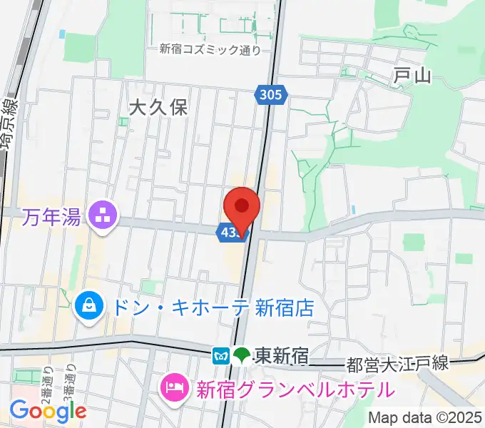 アトリエファンファーレ東新宿の地図