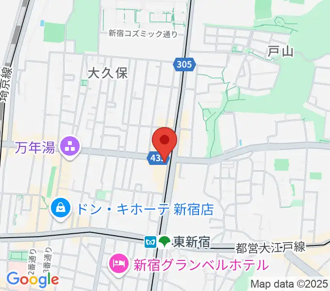 アトリエファンファーレ東新宿の地図