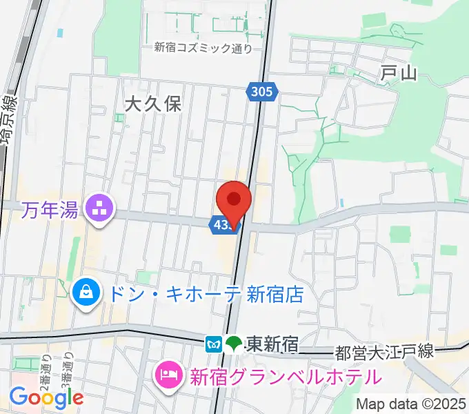 アトリエファンファーレ東新宿の地図