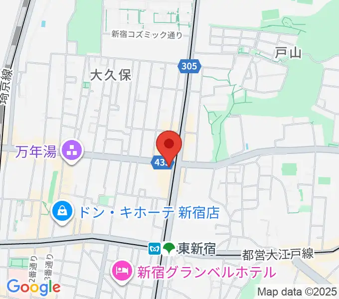 アトリエファンファーレ東新宿の地図