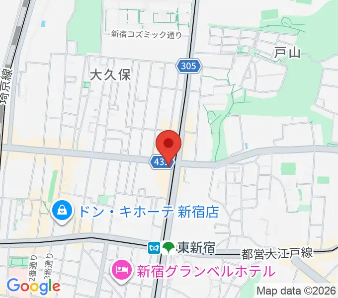 アトリエファンファーレ東新宿の地図