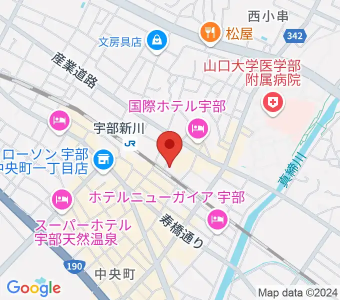 宇部市文化会館の地図