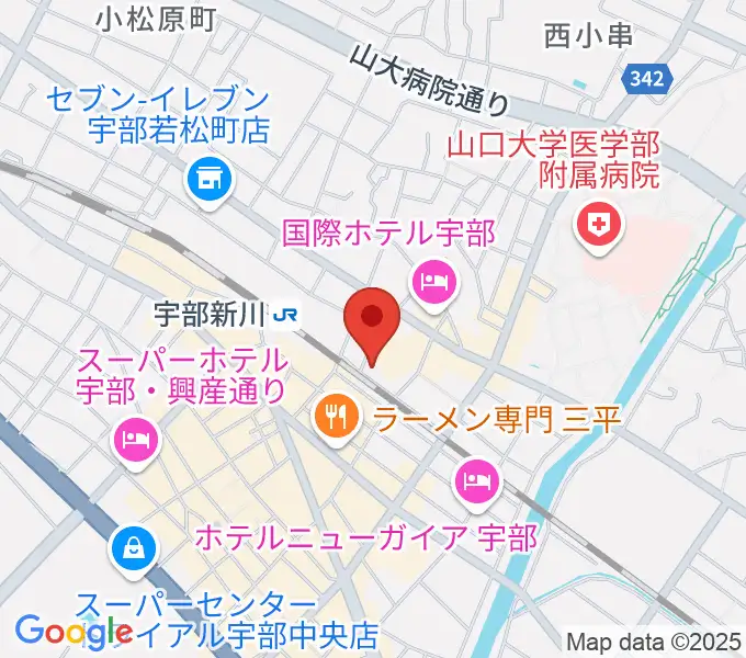 宇部市文化会館の地図