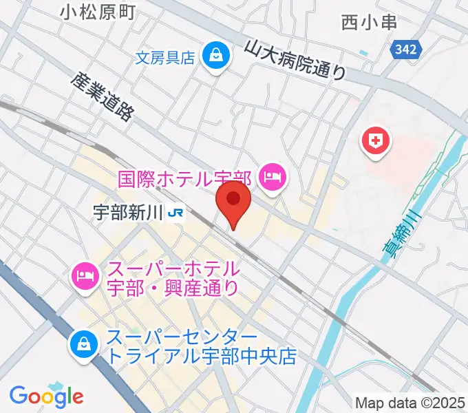 宇部市文化会館の地図