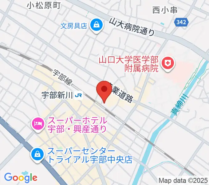 宇部市文化会館の地図
