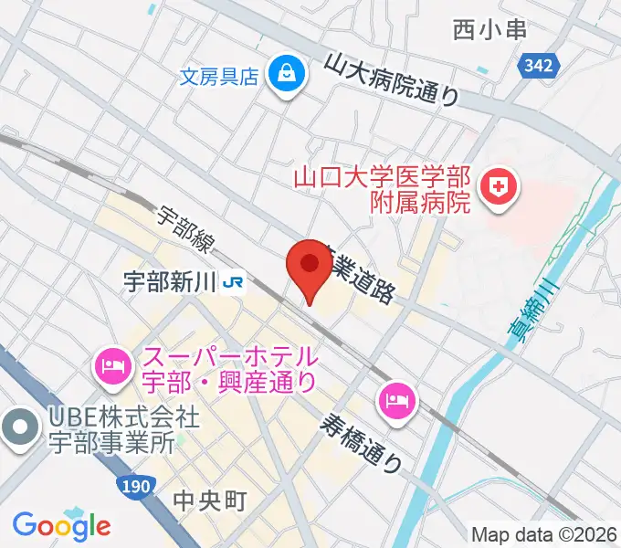 宇部市文化会館の地図