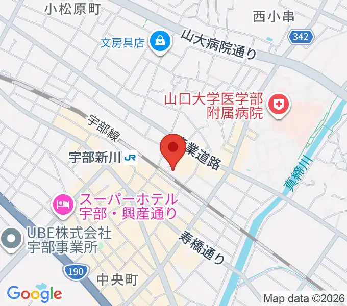 宇部市文化会館の地図