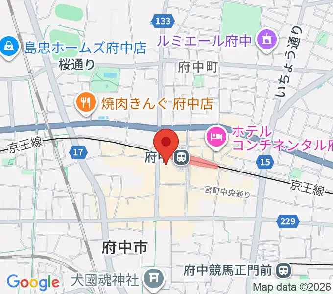 府中市市民活動センター プラッツの地図
