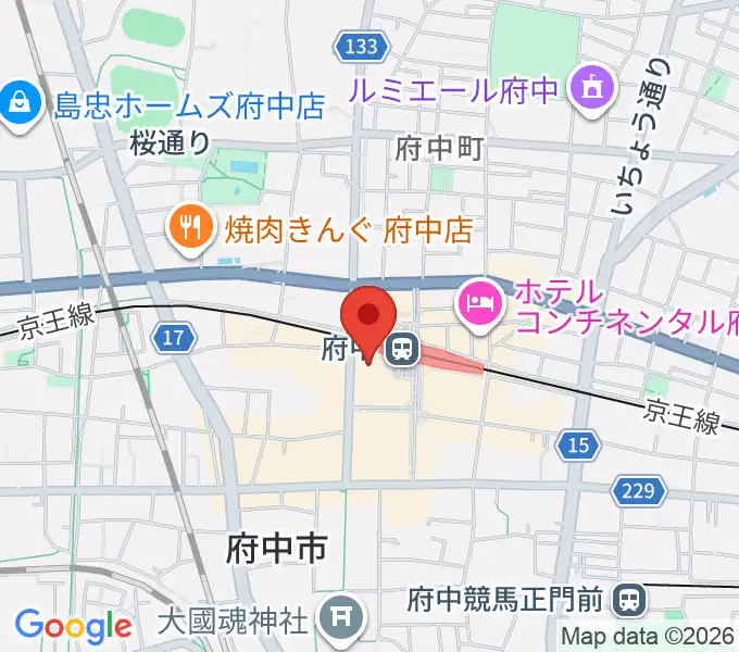 府中市市民活動センター プラッツの地図