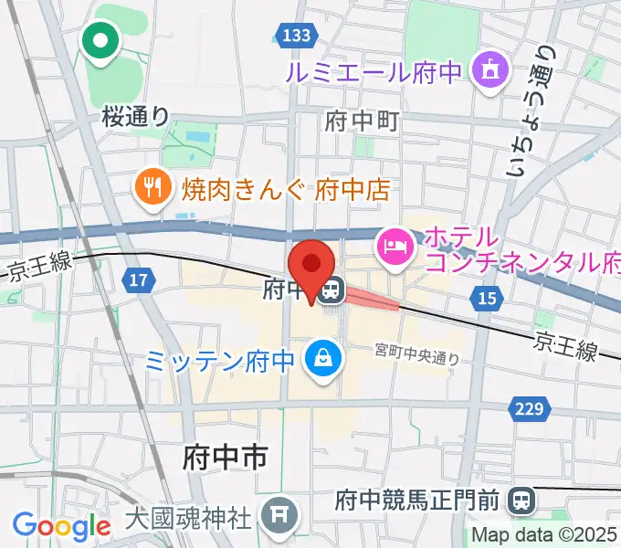 府中の森芸術劇場分館の地図