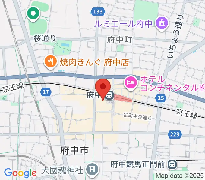 府中の森芸術劇場分館の地図