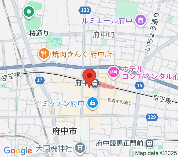 府中の森芸術劇場分館の地図