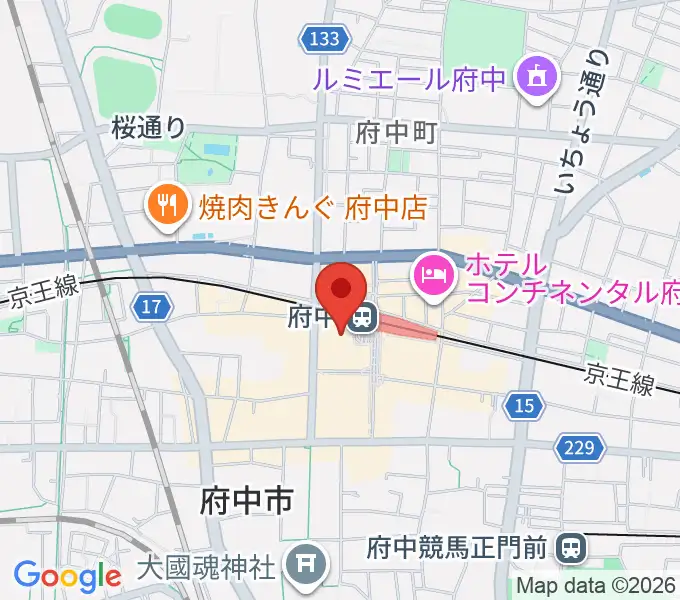 府中の森芸術劇場分館の地図