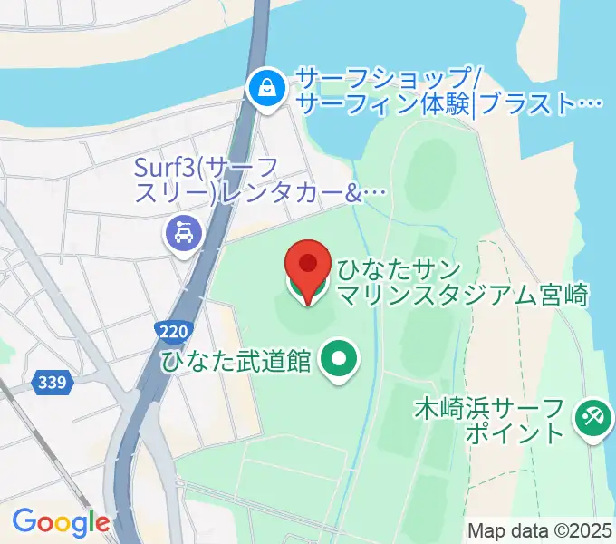 ひなたサンマリンスタジアム宮崎の地図
