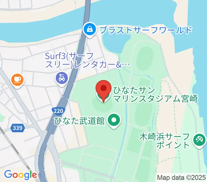 ひなたサンマリンスタジアム宮崎の地図
