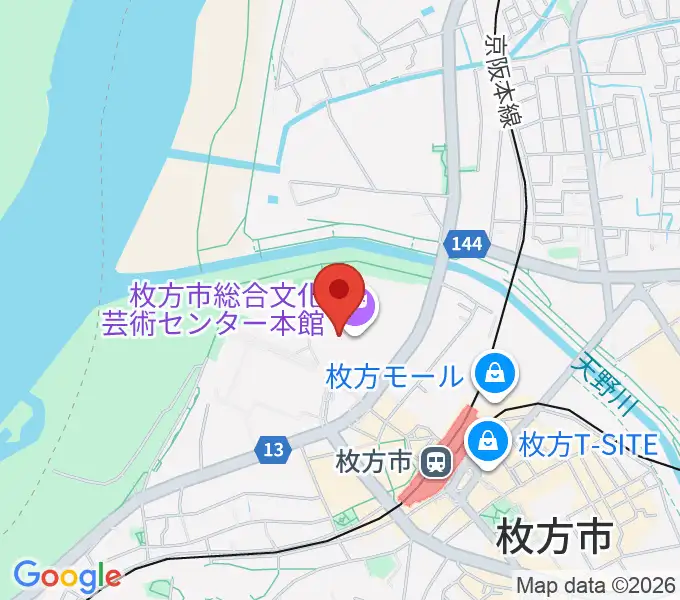 枚方市総合文化芸術センターの地図