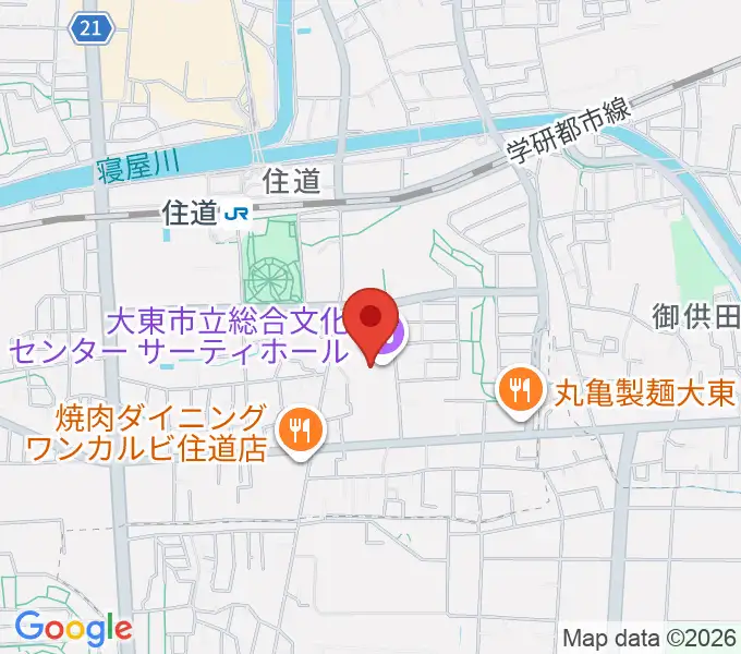 大東市立文化ホール サーティホールの地図